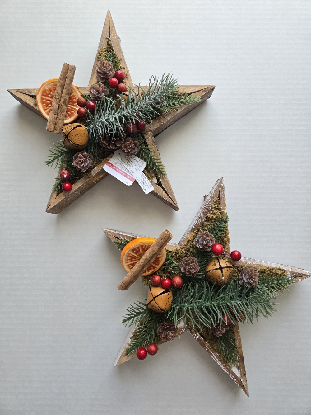 Set Of TWO! Ashland Wooden Star Floral Decor Holiday Spice -NEW